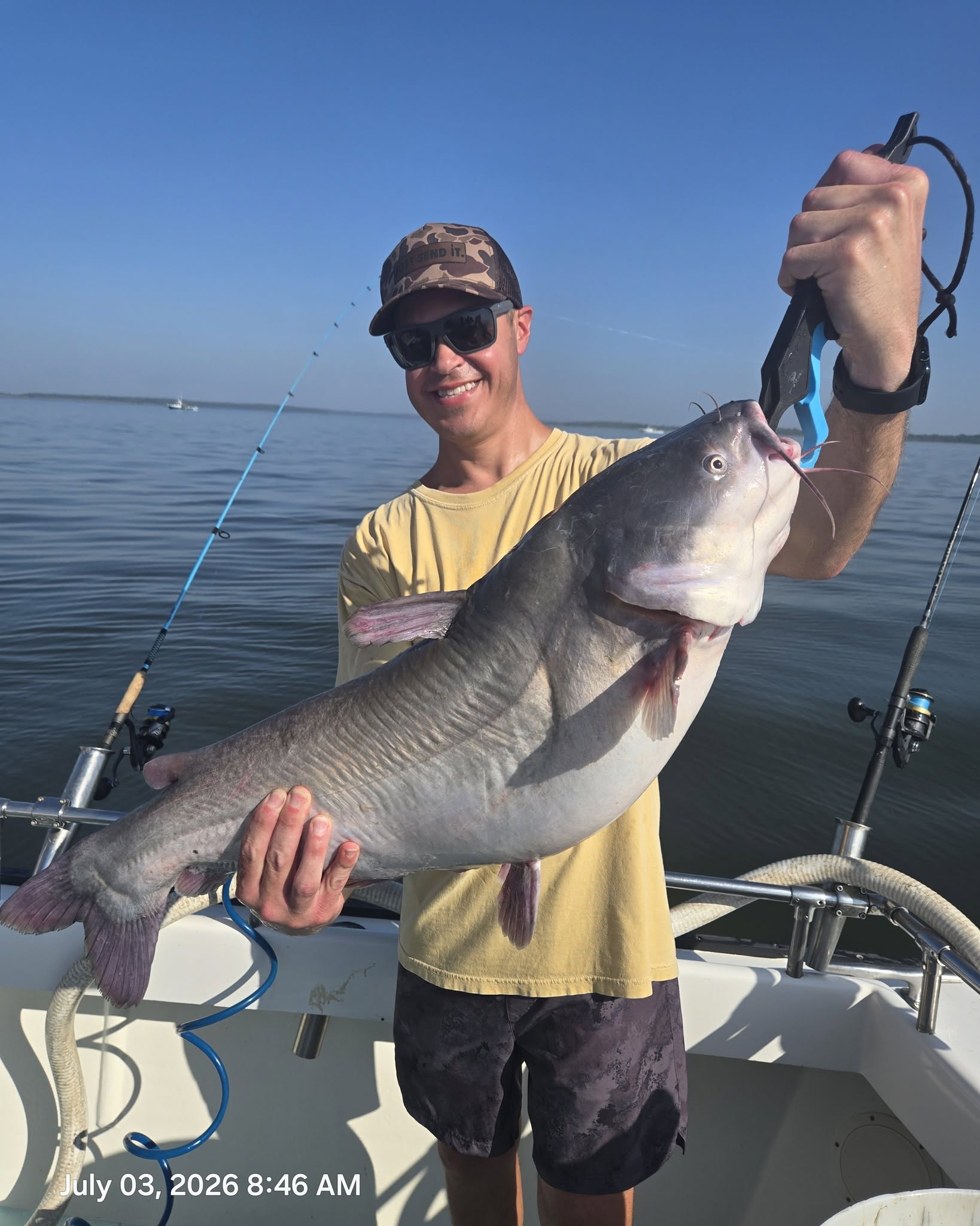 Chesapeake Bay Rockfish Charter Fishing - Light Tackle Fishing for Striped Bass - Catching Limits! 3 big Blue Catfish caught after limiting on Rockfish from Pasadena
