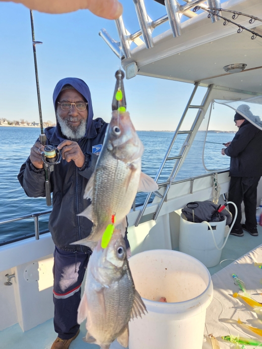 Light-tackle live lining for Rockfish aka Striped Bass, then nonstop White Perch with no size or creel limits. Book your Chesapeake Bay combo charter today
